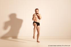 Underwear Martial art Man White Moving poses Slim Short Blond Dynamic poses Academic